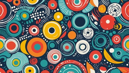 Fototapeta premium Colorful abstract organic shape print pattern illustration in retro style - illustration