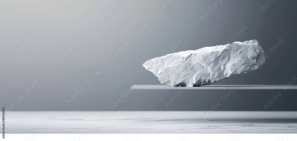 Poster A minimalist floating rock on a sleek surface, showcasing modern design and abstract art elements.