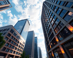 Towering Skyscraper Against a Blue Sky