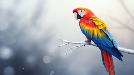 Fototapeta premium A Scarlet Macaw Perched on a Branch with a Blurred Background