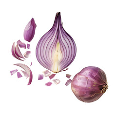 A Red Onion Cut In Half With Layers and Pieces