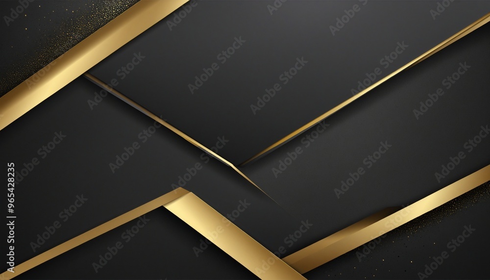 Poster dark deep black dynamic abstract background with golden diagonal lines - wall paper design