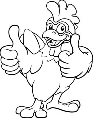 A chicken cartoon rooster cockerel bird mascot giving a thumbs up
