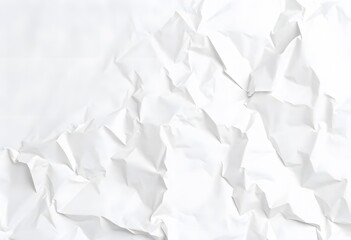 Obraz premium Close-up of crumpled white paper. The paper is heavily wrinkled, creating a textured surface with deep creases and folds. The lighting is soft and diffused,