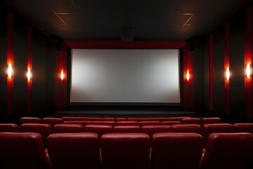 Fototapeta premium Cinema screen chair red architecture. Image by rawpixel.