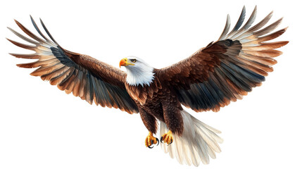 Obraz premium Bald Eagle with Spread Wings Against Abstract Background