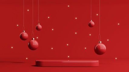3d render of Festive background with Christmas wreath and garland.