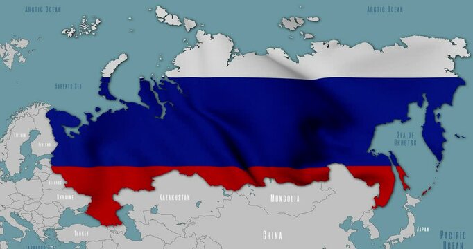 Map of Russia in the colors of national flag. 
