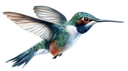 Hummingbird in Flight with Pixelated Background