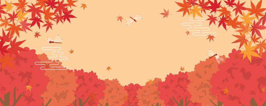 秋イメージ　紅葉風景の背景素材
