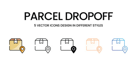 Parcel Dropoff vector icons set ready to use for web and mobile app