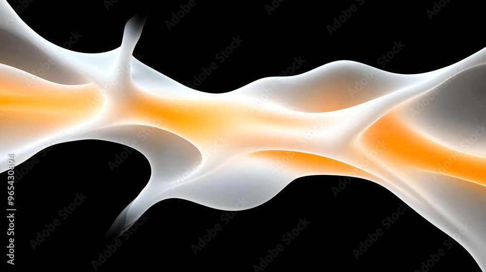 Aufkleber abstract flowing shapes with vibrant orange tones against a dark background, creating a sense of mov