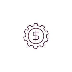 Obraz premium economy gear outline icon. Linear vector from cryptocurrency concept. Thin line economy gear icon isolated on white background