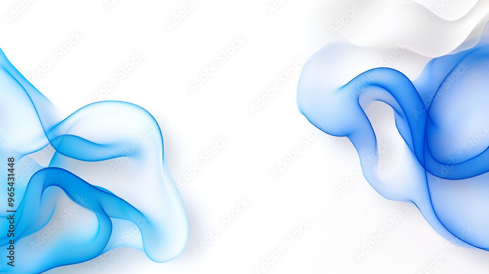 Poster soft blue and white flowing abstract shapes creating a serene and calming atmosphere in a minimalist