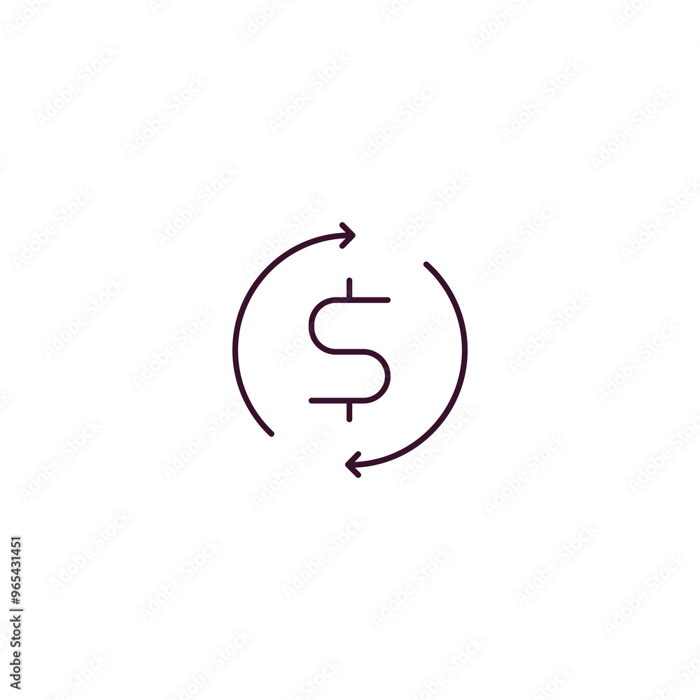 Poster currency circulate  outline icon. Linear vector from cryptocurrency concept. Thin line currency circulate  icon isolated on white background