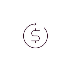 dollar reload  outline icon. Linear vector from cryptocurrency concept. Thin line dollar reload  icon isolated on white background