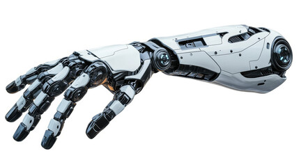 Futuristic Robotic Hand Reaching Out  White and Black  Isolated