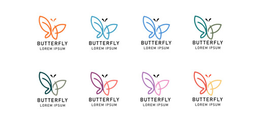Quartet of Colorful Abstract Butterflies logo icon. 