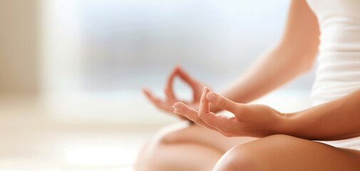 Naklejka premium A serene moment showcasing a person meditating in a peaceful environment, promoting mindfulness and relaxation.