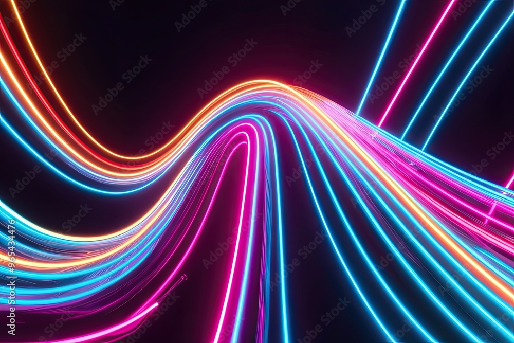 Aufkleber captivating neon waveform abstract design with vibrant colors and dynamic glow