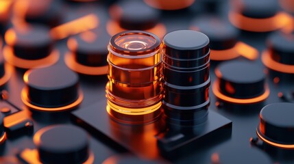 Futuristic Oil Market Turmoil Predictions holo-graphic Visualization in Energy Sector | with Copy Space in Quality