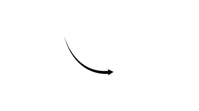 Down curve arrow animation, Falling prices concept arrow animation. 4k