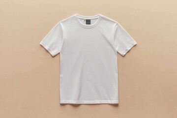 Simple Tshirt Flatlay mockup in beige background created with generative AI
