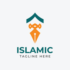 islamic logo pen and ornament shape icon illustration design.