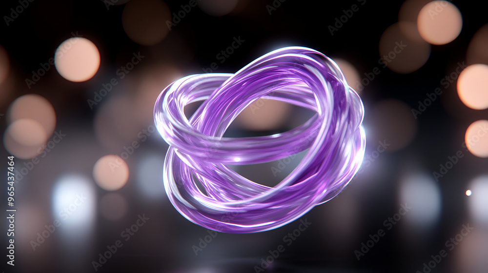 Aufkleber a glowing purple knot shape illuminated against a soft bokeh background in a dark environment, creat