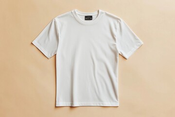 Simple Tshirt Flatlay mockup in beige background created with generative AI