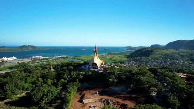 Aerial Views of Siger Tower of Lampung