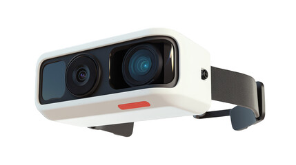 White and Black Dual Lens Action Camera with Strap