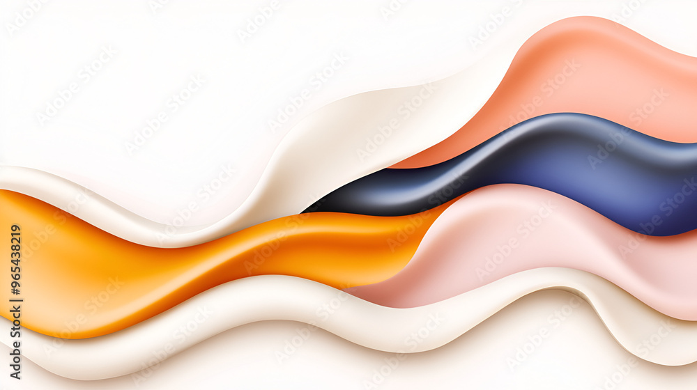 Poster colorful abstract design with flowing waves in soft shades blending together in a harmonious pattern