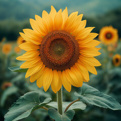 Fototapeta premium Stunning Sunflower Portrait in 8K