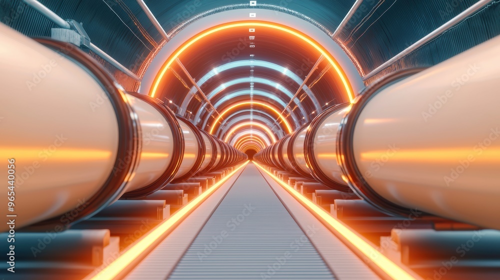 Poster futuristic holographic oil extraction in modern technology setting - with copy space for text