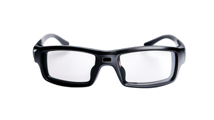 Fototapeta premium Black Sunglasses With Clear Lenses On Glitch Pattern Background