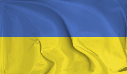 An up close view of Ukraine flag flying textures