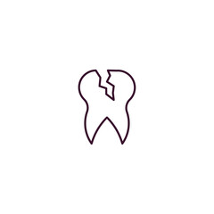 damaged tooth outline icon. Linear vector from dentist concept. Thin line damaged tooth icon isolated on white background