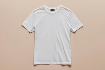 Simple Tshirt Flatlay mockup in beige background created with generative AI