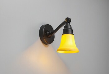 Simple yellow bell neon light with wall