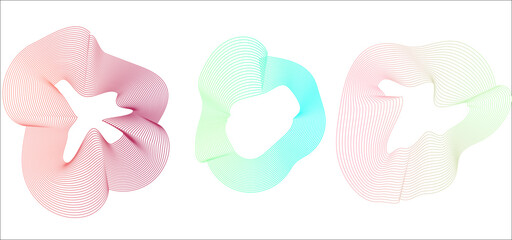 Dynamic gradient colorful flowing wave design element. Abstract wavy lines gradient vector line blend element. Wavy line gradient shapes set