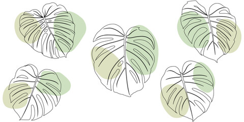 Monstera leaf art illustration vector design with saturated light green color eps 1