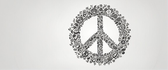Set hand draw peace symbol on white background, illustration design