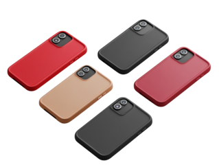 Colorful Phone Cases on Checkered Background