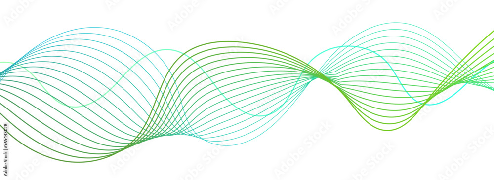 Poster Dynamic gradient colorful flowing wave design element. Abstract wavy lines gradient vector line blend element.	