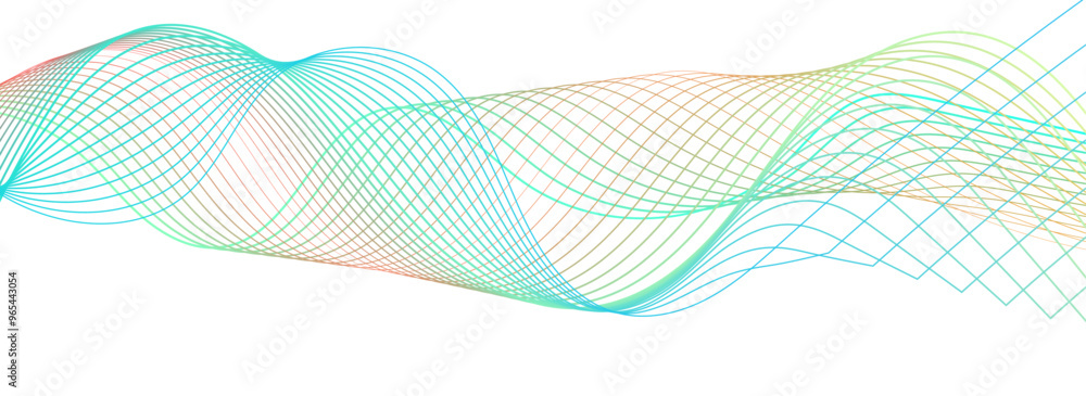 Poster Dynamic gradient colorful flowing wave design element. Abstract wavy lines gradient vector line blend element.	