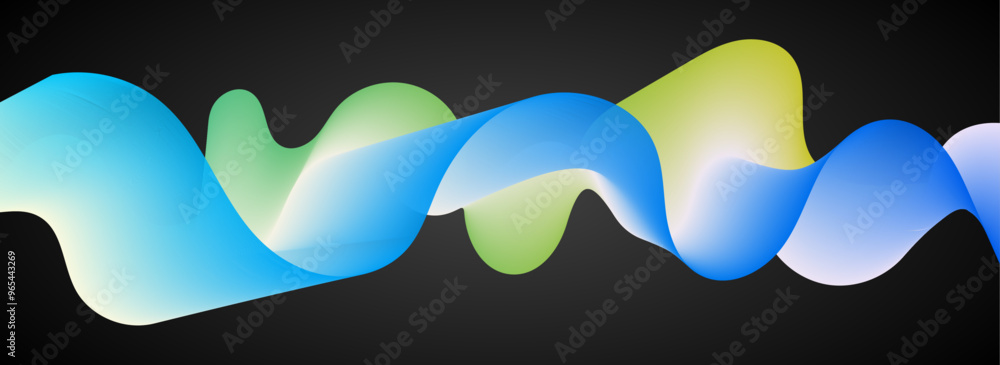 Poster Dynamic gradient colorful flowing wave design element. Abstract wavy lines gradient vector line blend element. 
