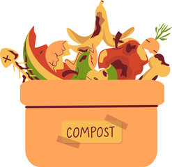Compost Illustration. Food waste for composting.