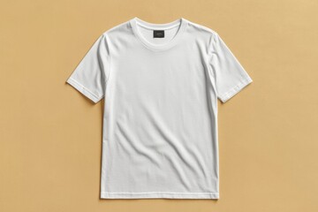 Simple Tshirt Flatlay mockup in beige background created with generative AI