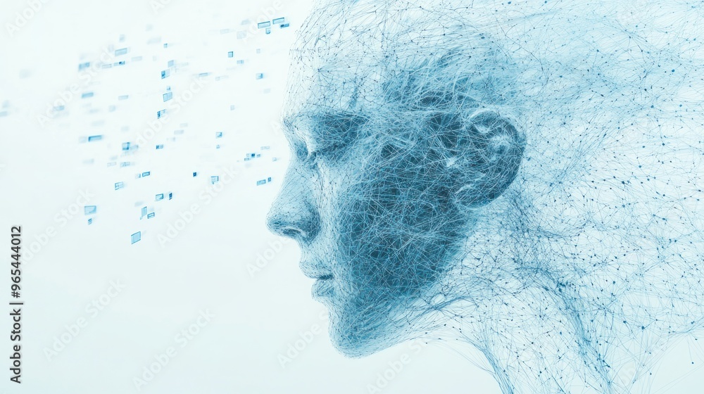 Poster Abstract Digital Portrait of a Person Constructed of Lines and Dots